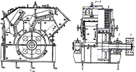 煤矸石單段破碎機原理示意圖