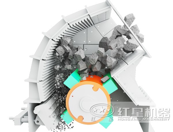 錘式破碎機(jī)處理物料示意圖