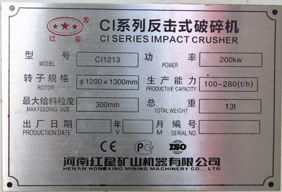 ci1213反擊破碎機(jī)，型號功率產(chǎn)量重量